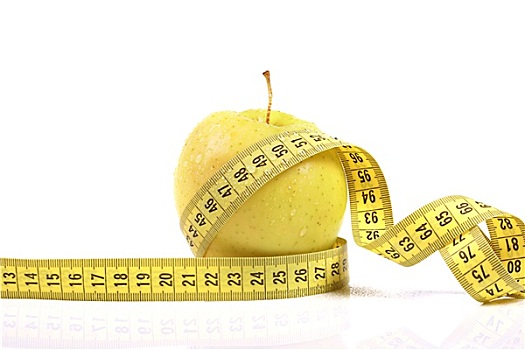 节食,概念,苹果,卷尺