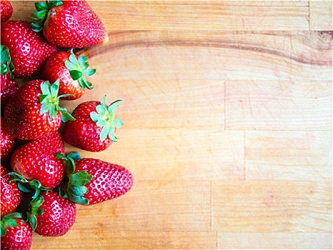 草莓,木板,留白