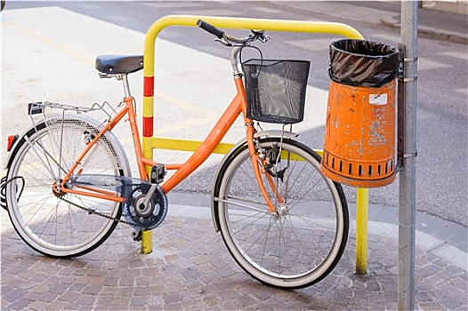 垃圾,金属,橙色,自行车