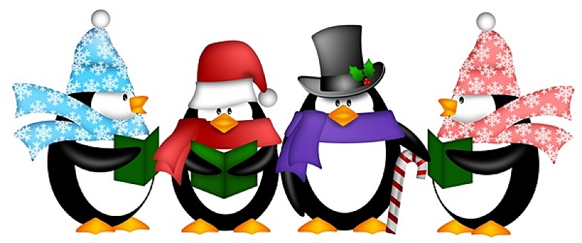 企鹅,唱,圣诞节,卡通