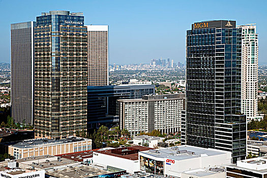 俯视,世纪城,办公室,地区,洛杉矶,加利福尼亚