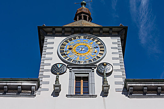 瑞士,瓦莱,罗纳河谷,地区,锡安,天文钟,市政厅