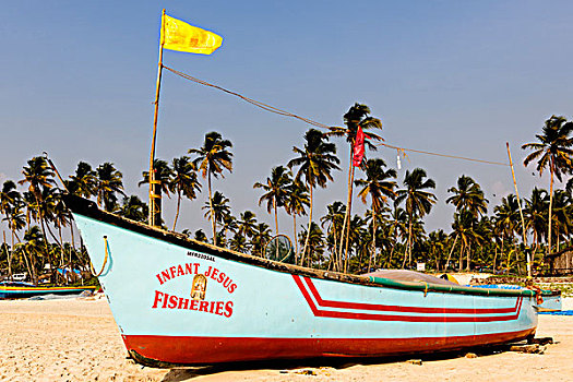 渔船,科尔瓦海滩,果阿