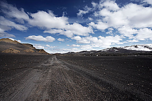 碎石路,黑沙,风景,山,背景,冰岛