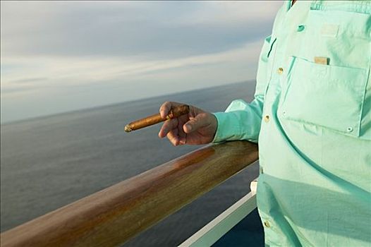 男人,吸烟,雪茄,游船
