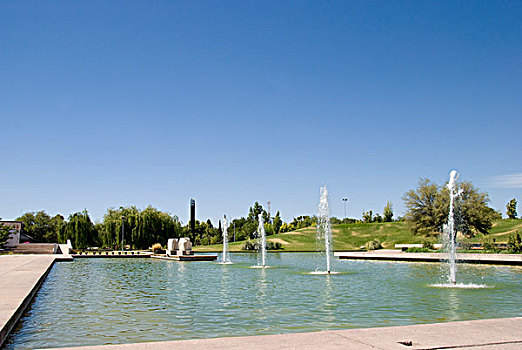 喷水池,城市公园,门多萨,阿根廷