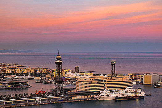 航拍,贝尔港,港口,巴塞罗那,加泰罗尼亚,西班牙