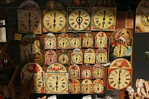 钟表,纪念品,纪念品店,卢布尔雅那,斯洛文尼亚,欧洲