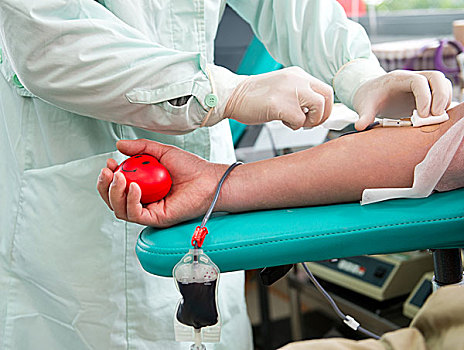 献血,捐赠,球,拿着
