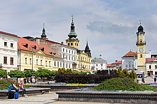大广场,城市,城堡,钟楼,斯洛伐克