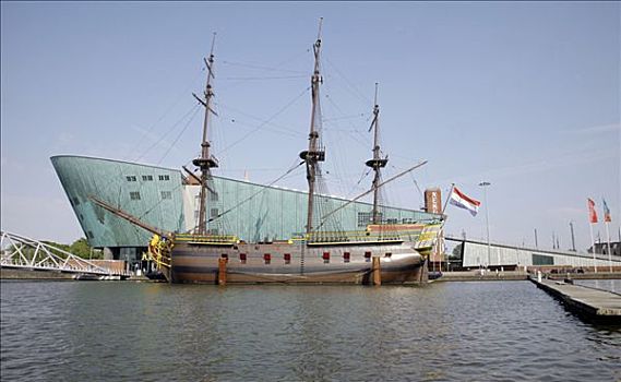 国家科技中心,荷兰,形状,船,博物馆,阿姆斯特丹,欧洲