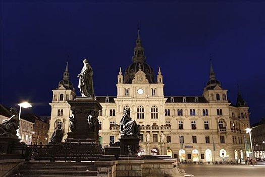 喷泉,纪念,大广场,格拉茨,施蒂里亚,奥地利,欧洲