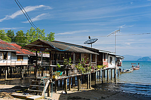房子,捕鱼,乡村,岛屿,泰国,东南亚