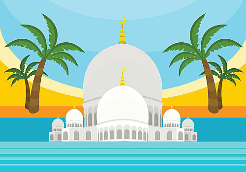 阿联酋,旅行,海报,旅游,设计,魅力,酋长国,地标,旗帜,构图,清真寺,棕榈树,海滩,海洋