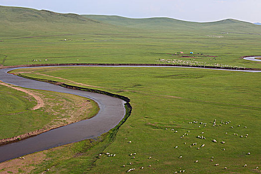 草原,山谷,河流