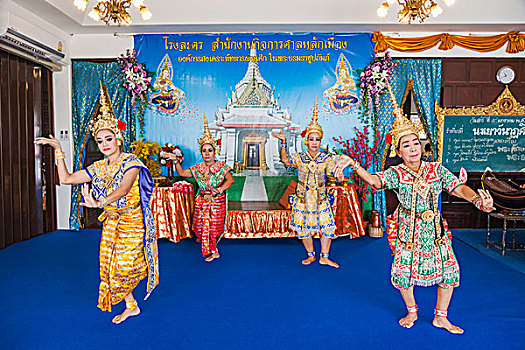 泰国,曼谷,城市,柱子,神祠,传统,跳舞,展示