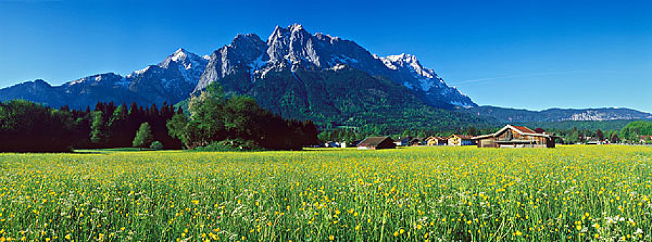 山,楚格峰,靠近,巴伐利亚阿尔卑斯山,上巴伐利亚,巴伐利亚,德国,欧洲