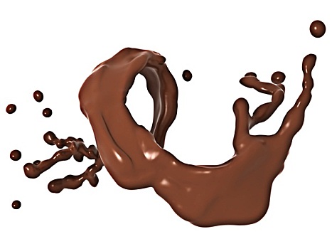 溅,液体,巧克力,隔绝,上方,白色