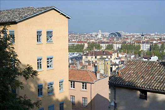 法国,里昂,建筑,区域,城镇,背景