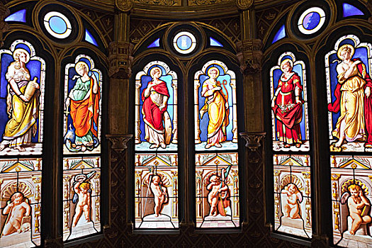 法国,卢瓦尔河谷,布卢瓦,城堡,祷告所,彩色玻璃窗