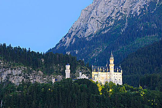 城堡,新天鹅堡,靠近,东方,斯瓦比亚,巴伐利亚,德国,欧洲