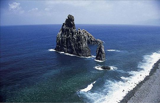 石头,海洋,北海岸,马德拉岛,葡萄牙,欧洲