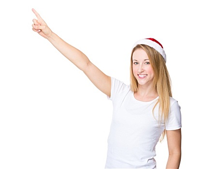 圣诞节,帽子,女人,手指,向上