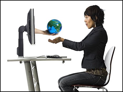 女人,地球,上网