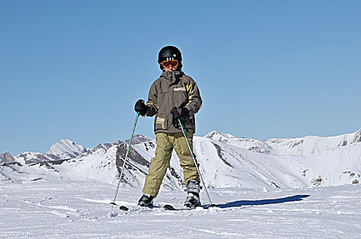 男孩,滑雪,法国