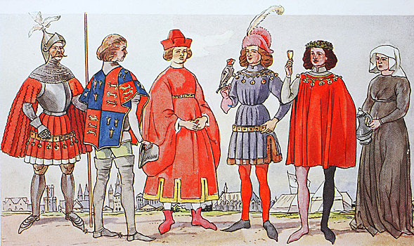 衣服,时尚,德国,15世纪,插画,欧洲