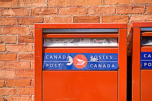 加拿大,邮箱,红砖,墙壁