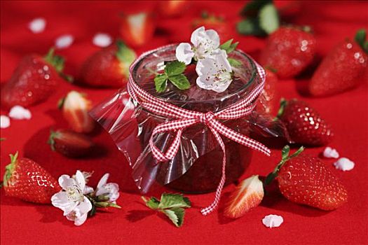 草莓酱,清新,草莓,草莓花