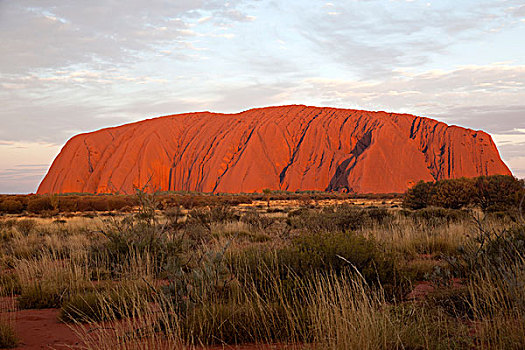 乌卢鲁巨石,艾尔斯岩,黄昏,高,上升,高处,海平面,北领地州,中心,澳大利亚