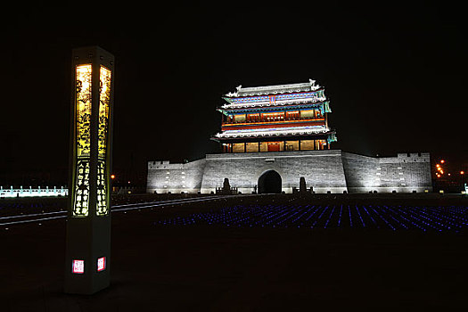 北京永定门城楼夜景