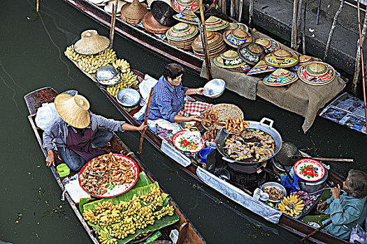 泰国,丹能沙朵水上市场,水上市场