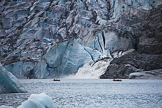 小船,棉田豪冰河,阿拉斯加,美国
