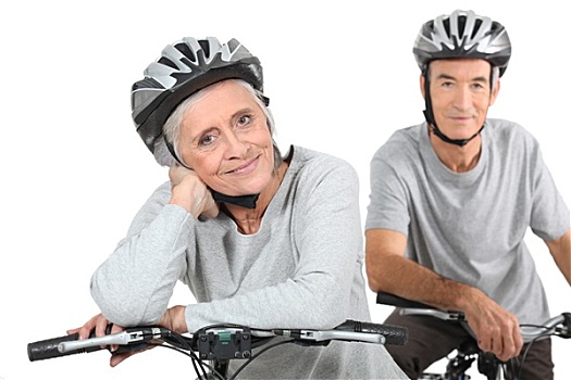 老年,夫妻,自行车