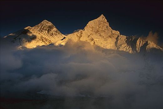 珠穆朗玛峰,日落,昆布,尼泊尔
