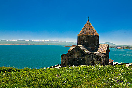 寺院,湖,亚美尼亚