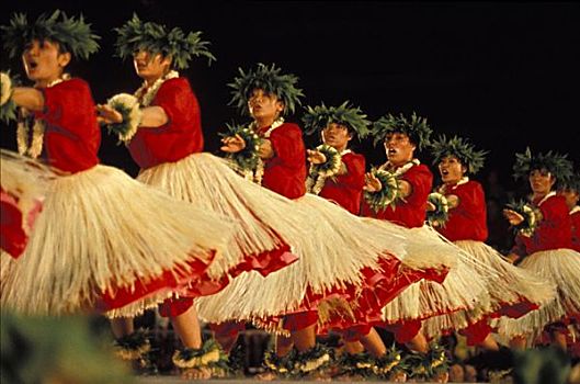 夏威夷,夏威夷大岛,草裙舞,节日,女人,舞台