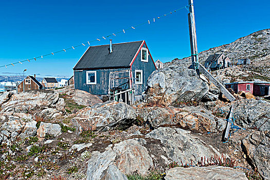 因纽特人,房子,住宅区,峡湾,格陵兰东部
