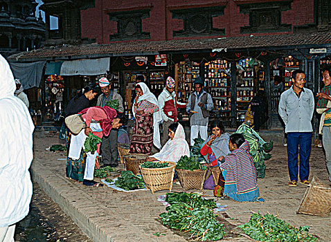 蔬菜,市场,加德满都,尼泊尔