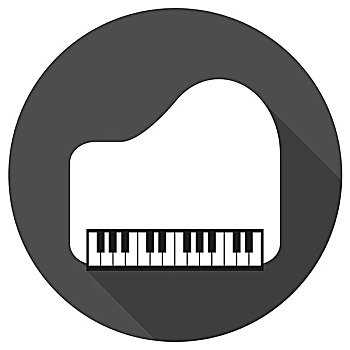 钢琴,象征,白色背景,圆,长,影子