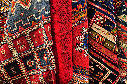 地毯,传统,图案,销售,市场,集市,摩洛哥,非洲