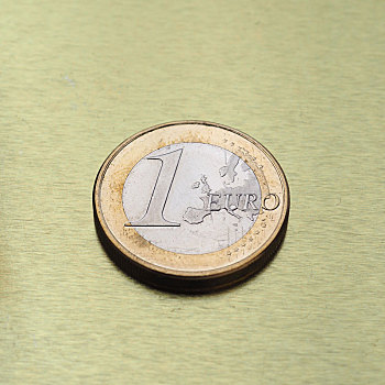 1欧元,硬币,欧盟,上方,金色背景