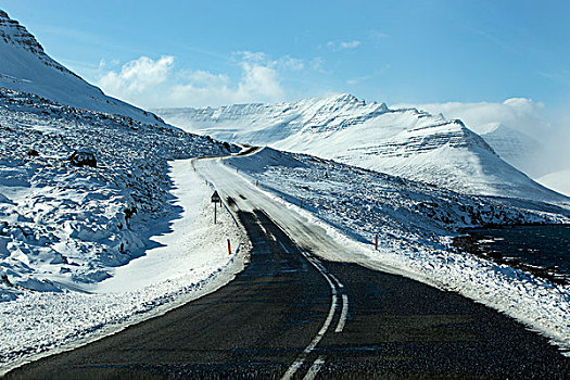 雪,冰,道路,火山,冬天