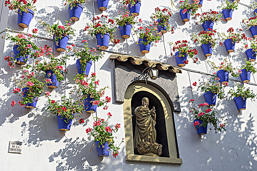 蓝花,罐,墙壁,户外,博物馆,西班牙人,乡村,蒙特足斯,巴塞罗那,加泰罗尼亚,西班牙,欧洲