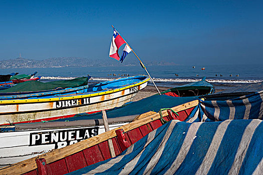 智利,塞雷纳,渔船,海滩