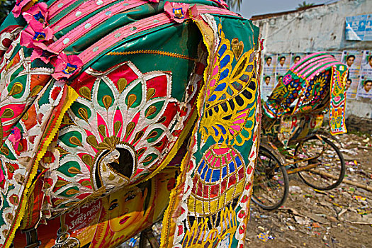 装饰,自行车,人力车,孟加拉,亚洲
