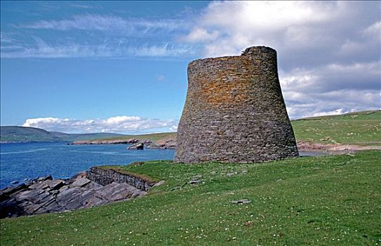 铁器时代,塔,上方,2000年,岁月,设得兰群岛,英国
